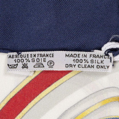 Hermes Scarf Navy Ivory Red Silk — view 5