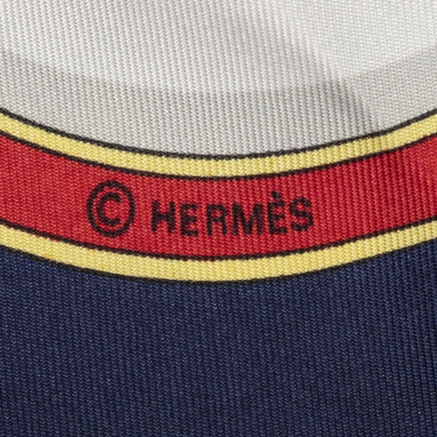 Hermes Scarf Navy Ivory Red Silk — view 4