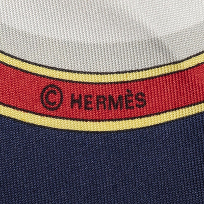 Hermes Scarf Navy Ivory Red Silk — view 4