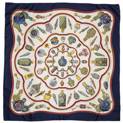 Hermes Scarf Navy Ivory Red Silk — view 2