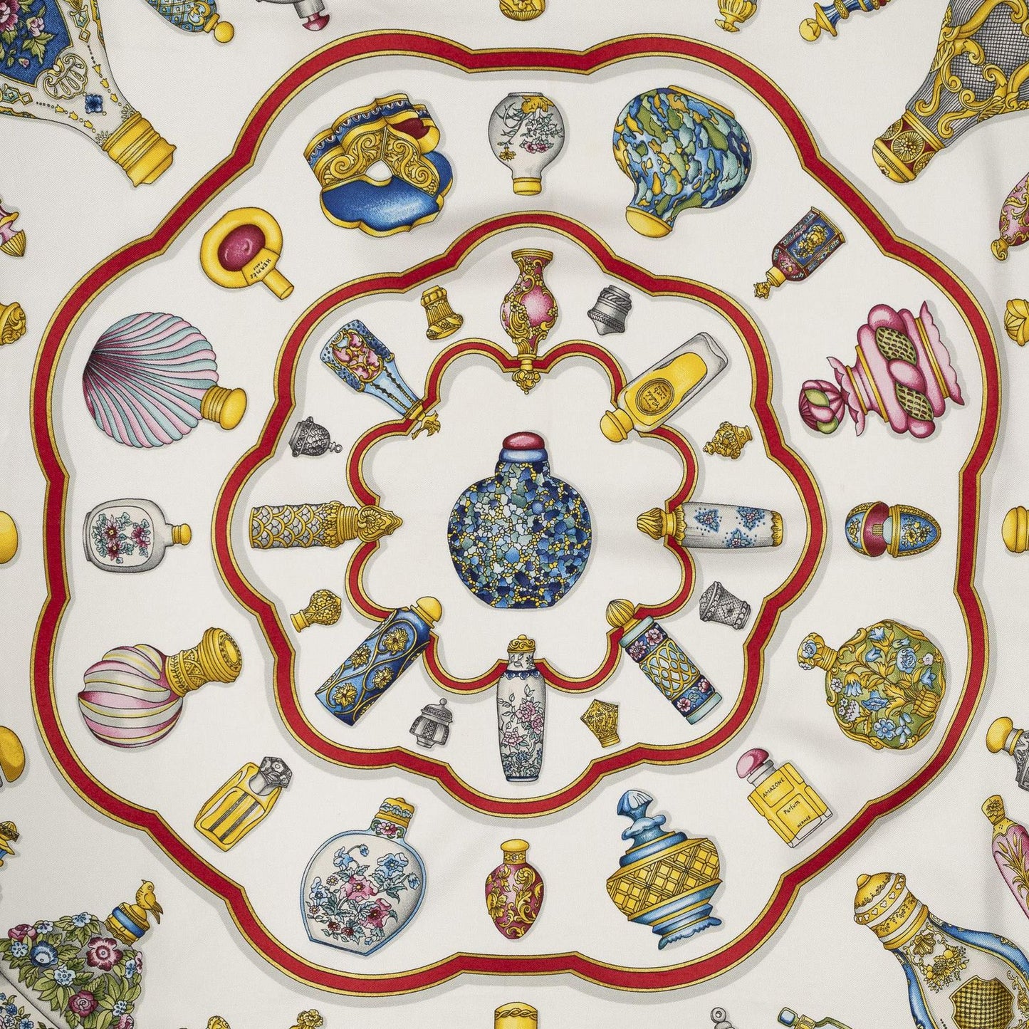 Hermes Scarf Navy Ivory Red Silk — view 3