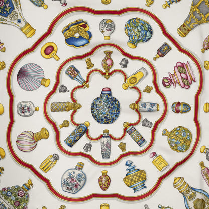 Hermes Scarf Navy Ivory Red Silk — view 3