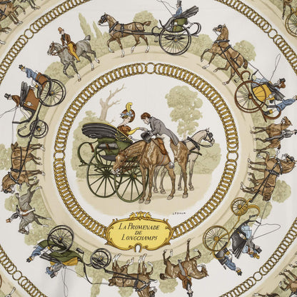 Hermes Scarf Light Pink Gold Green Silk — view 3