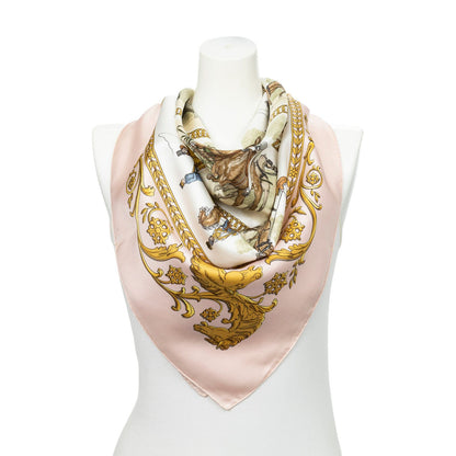 Hermes Scarf Light Pink Gold Green Silk