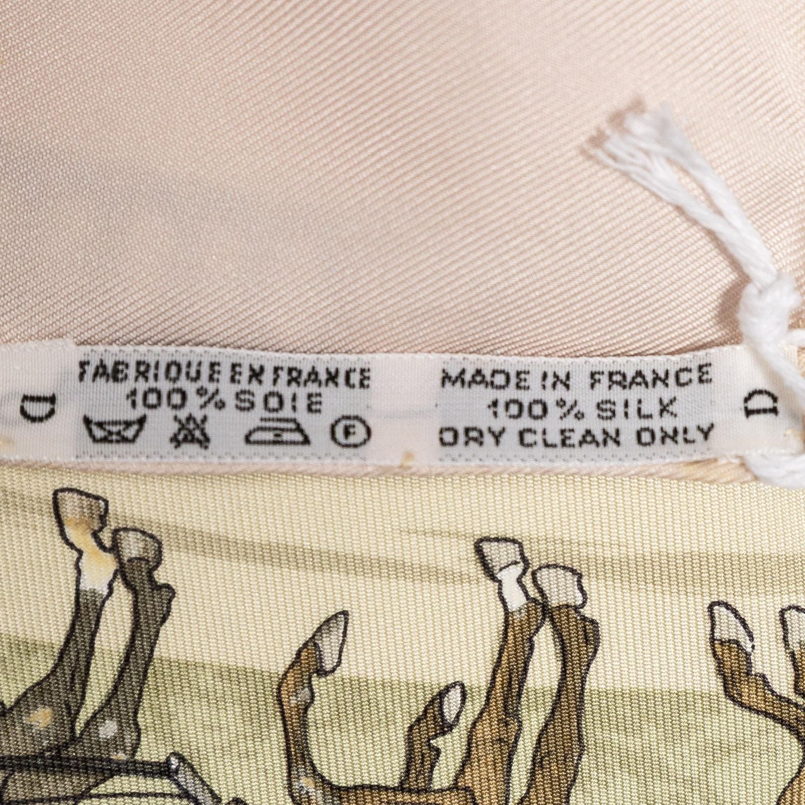 Hermes Scarf Light Pink Gold Green Silk — view 5