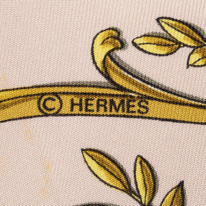 Hermes Scarf Light Pink Gold Green Silk — view 4