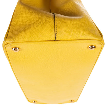 Prada la the Double Zip Galleria Tote Bag Yellow Saffiano Lux Leather — view 8