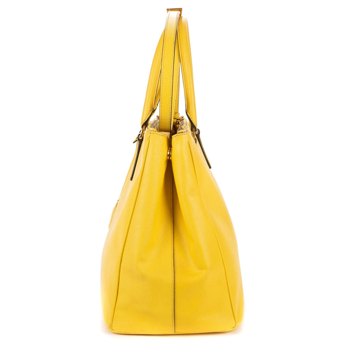 Prada la the Double Zip Galleria Tote Bag Yellow Saffiano Lux Leather — view 3