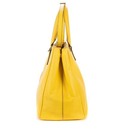 Prada la the Double Zip Galleria Tote Bag Yellow Saffiano Lux Leather — view 3