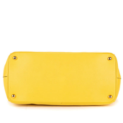 Prada la the Double Zip Galleria Tote Bag Yellow Saffiano Lux Leather — view 6
