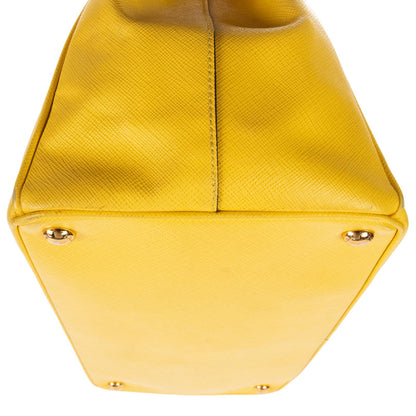 Prada la the Double Zip Galleria Tote Bag Yellow Saffiano Lux Leather — view 7