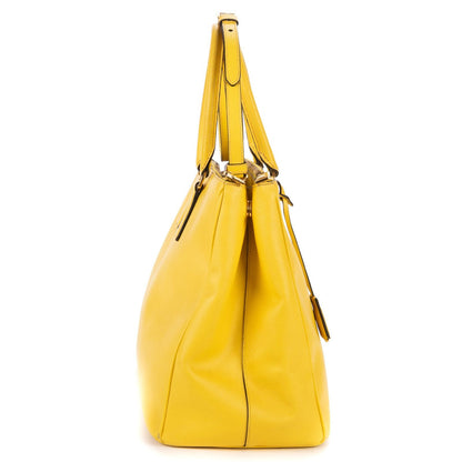 Prada la the Double Zip Galleria Tote Bag Yellow Saffiano Lux Leather — view 4