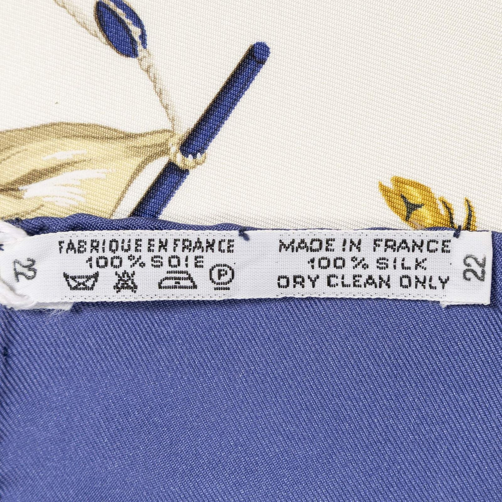 Hermes Scarf Blue Ivory Gold Silk — view 5