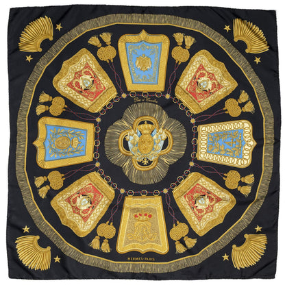 Hermes Scarf Black Gold Red Silk — view 2