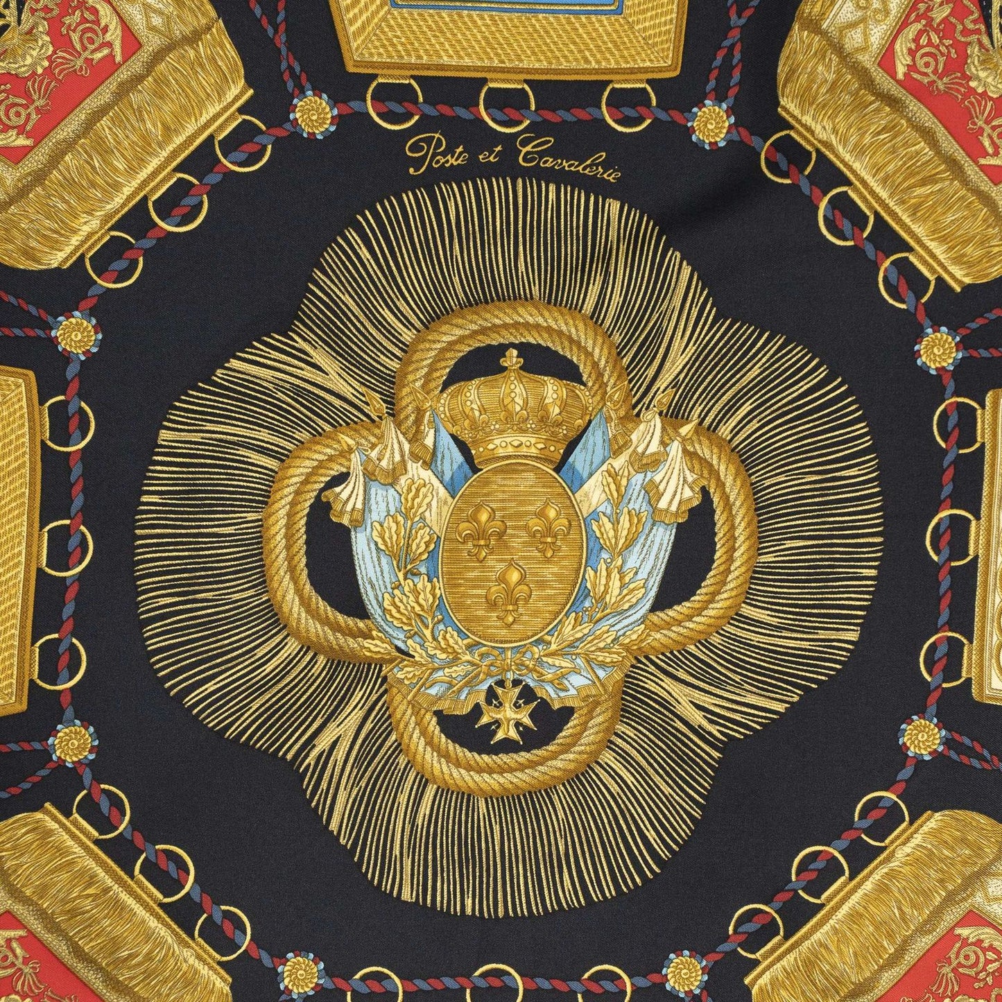 Hermes Scarf Black Gold Red Silk — view 3