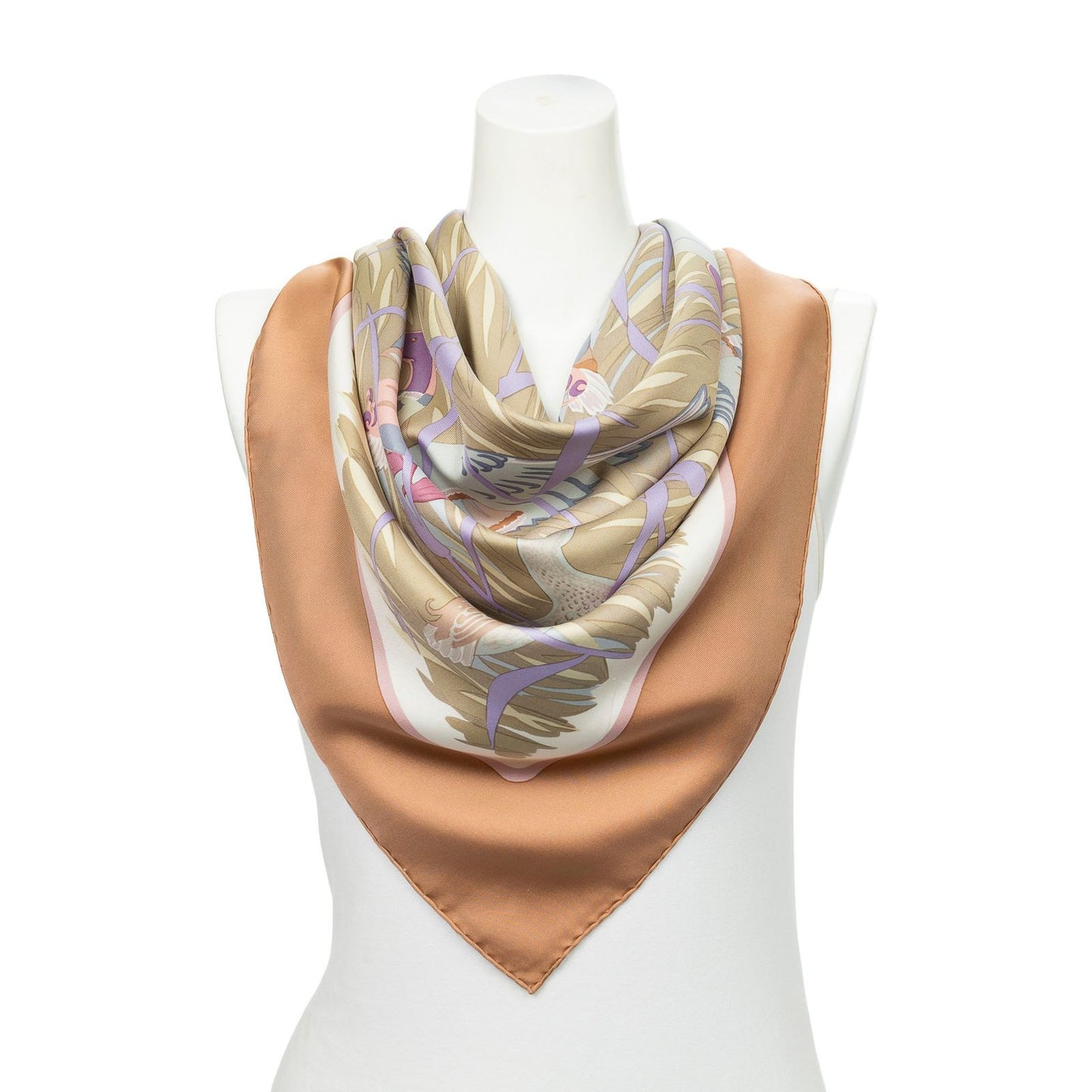 Hermes Scarf Light Green Lilac Silk