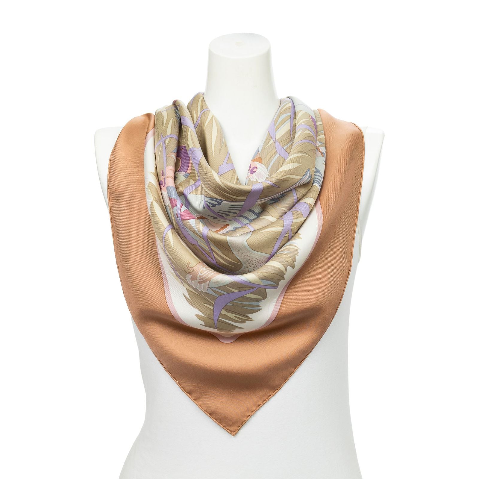 Hermes Scarf Light Green Lilac Silk