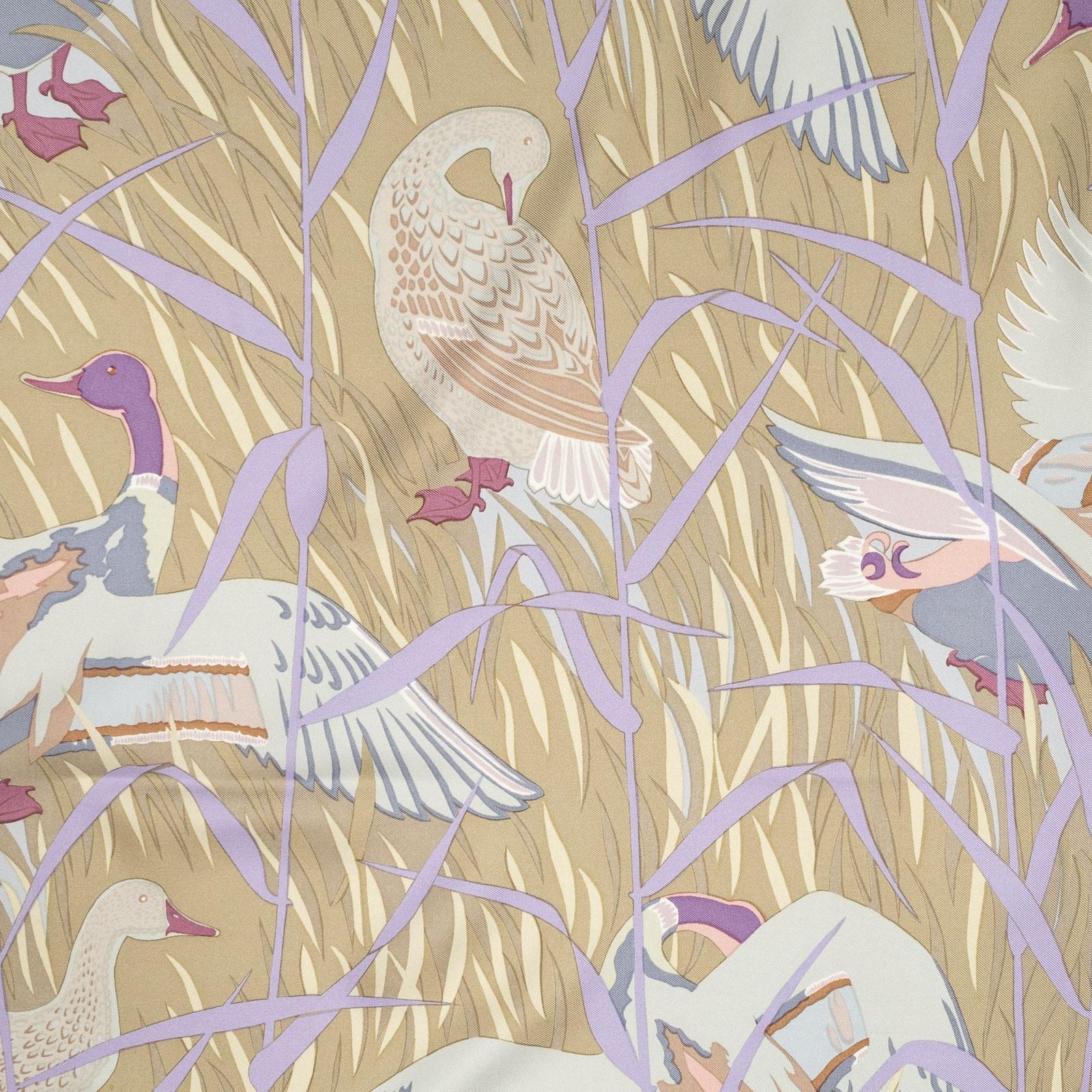 Hermes Scarf Light Green Lilac Silk — view 3