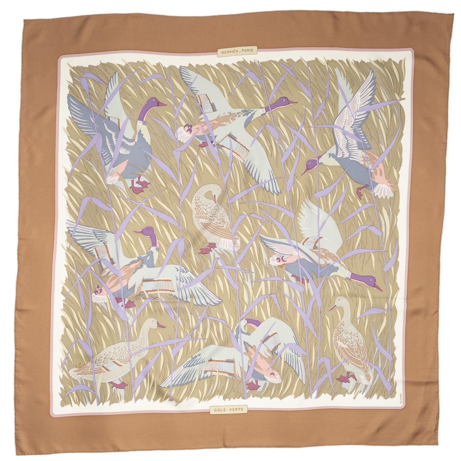 Hermes Scarf Light Green Lilac Silk — view 2