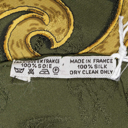 Hermes Scarf Green Tan Gold 100% Jaca de Silk — view 5