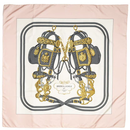Hermes Scarf Light Pink Gray Ivory Silk — view 2