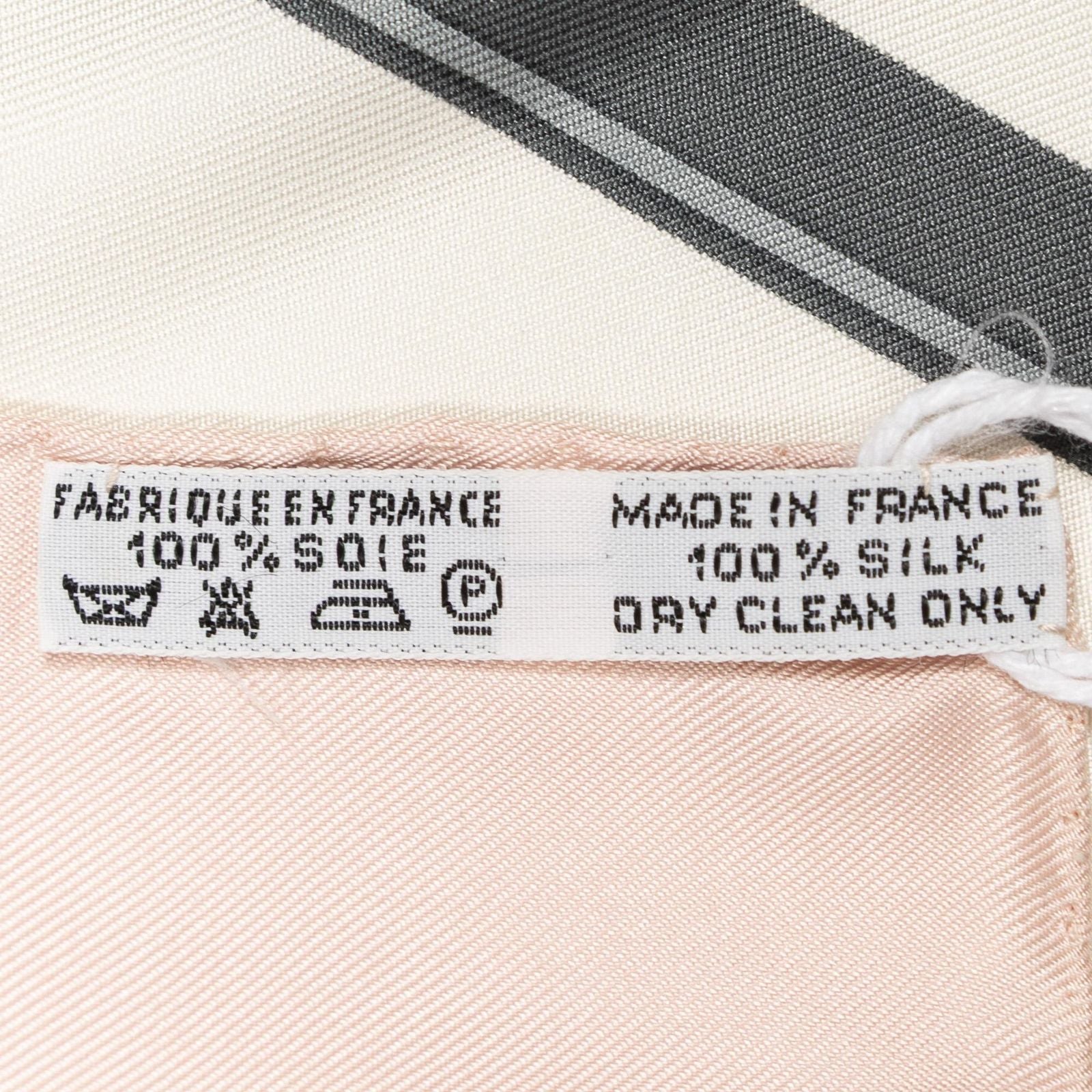 Hermes Scarf Light Pink Gray Ivory Silk — view 5