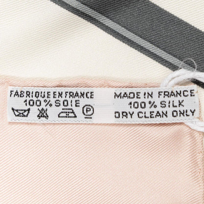 Hermes Scarf Light Pink Gray Ivory Silk — view 5