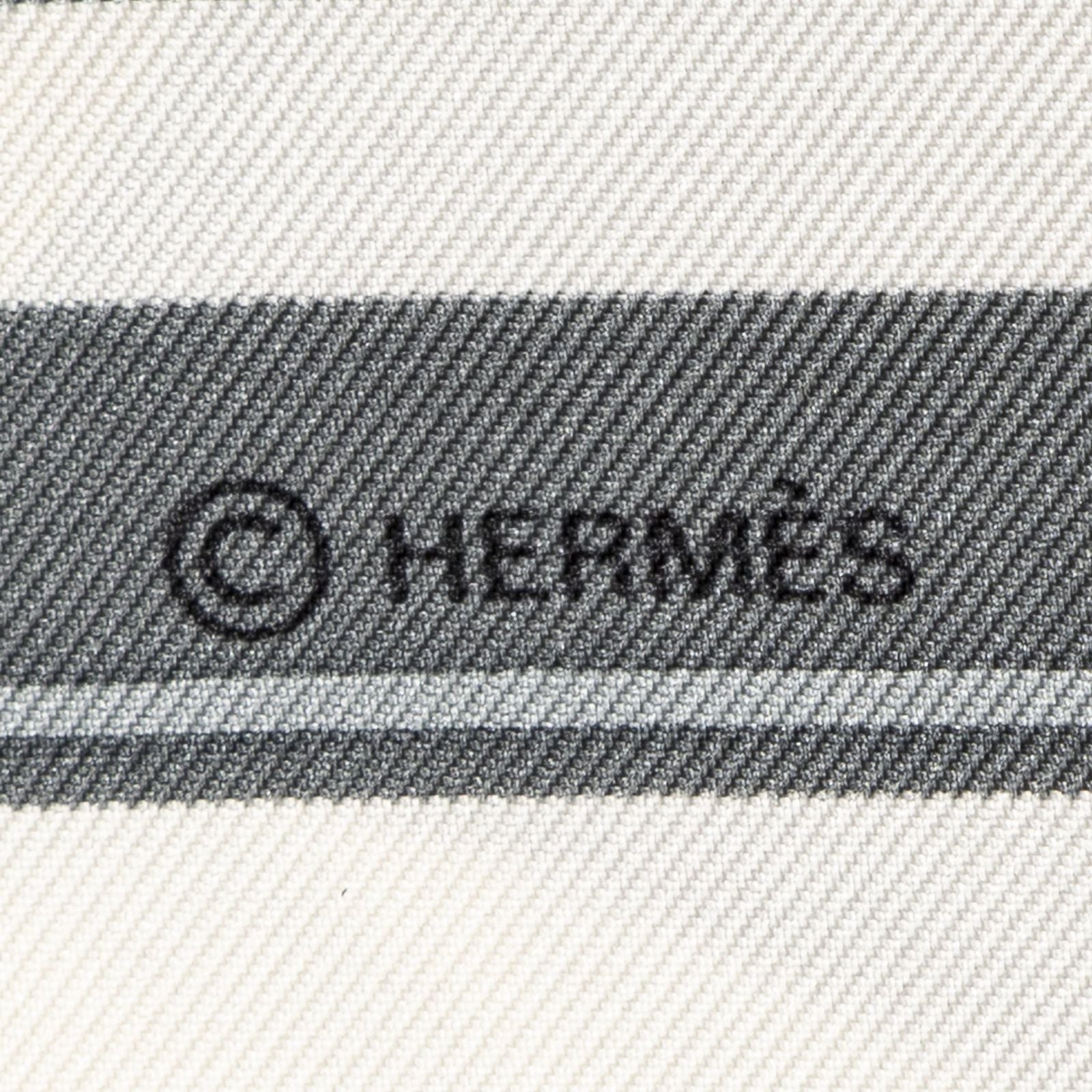 Hermes Scarf Light Pink Gray Ivory Silk — view 4