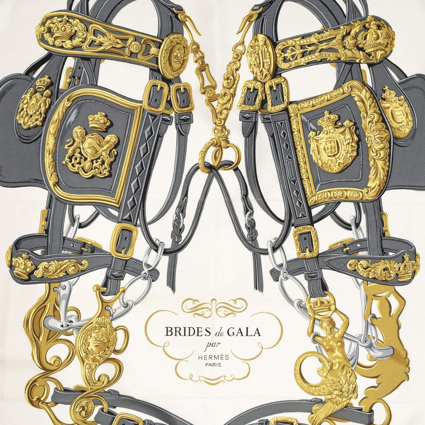 Hermes Scarf Light Pink Gray Ivory Silk — view 3
