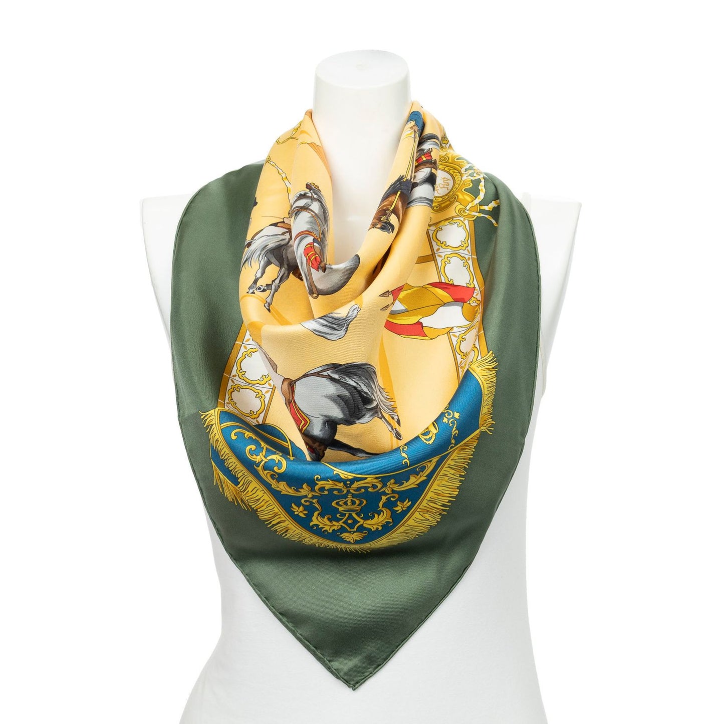 Hermes Scarf Green Yellow Orange Silk