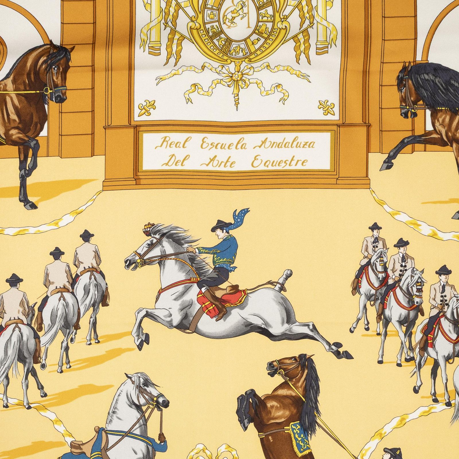 Hermes Scarf Green Yellow Orange Silk — view 3