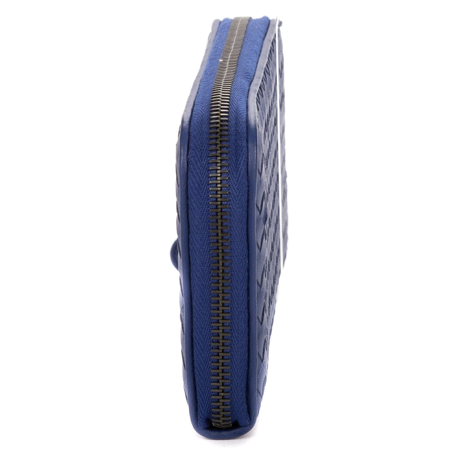 Bottega Veneta Zip Around Wallet Navy Intrecciato Calfskin Leathera — view 3