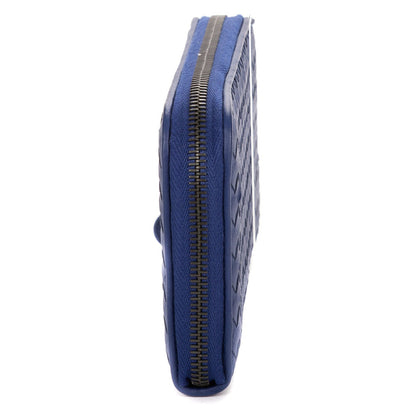 Bottega Veneta Zip Around Wallet Navy Intrecciato Calfskin Leathera — view 3