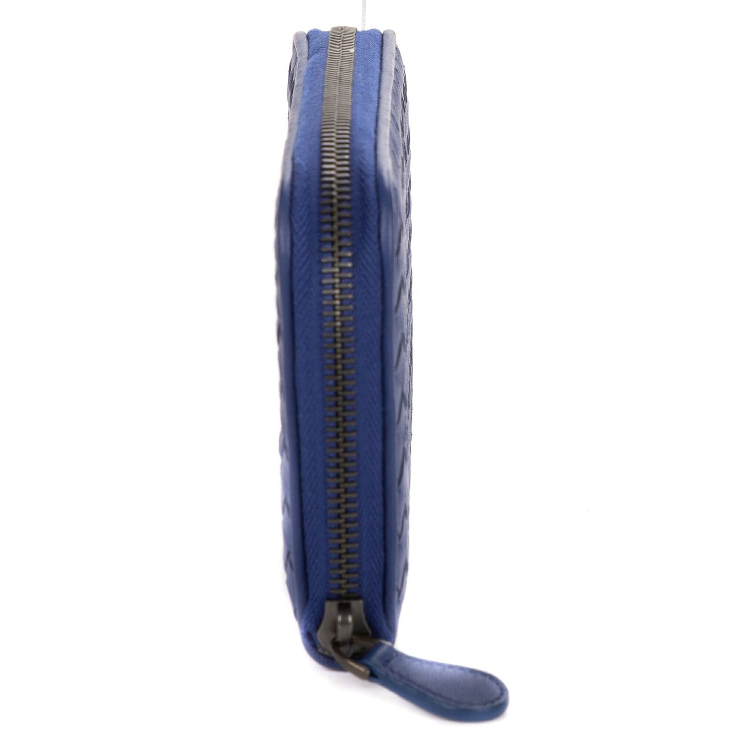 Bottega Veneta Zip Around Wallet Navy Intrecciato Calfskin Leathera — view 4