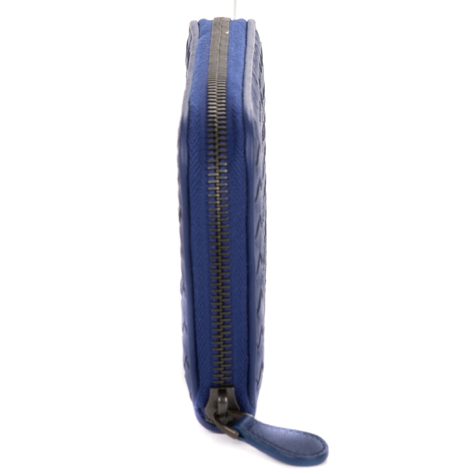 Bottega Veneta Zip Around Wallet Navy Intrecciato Calfskin Leathera — view 4