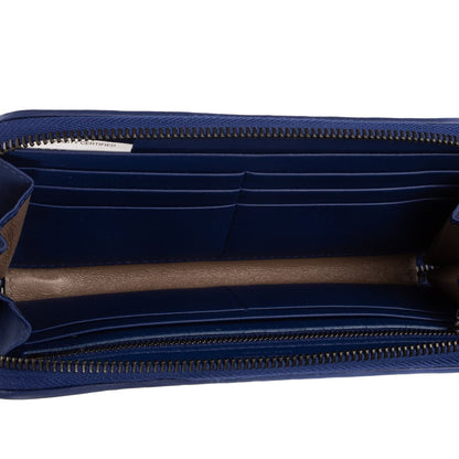Bottega Veneta Zip Around Wallet Navy Intrecciato Calfskin Leathera — view 9