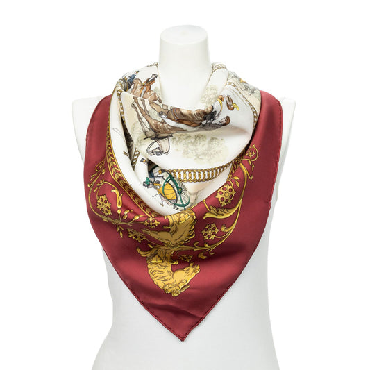 Hermes Scarf Gandhi Ivory Green Silk