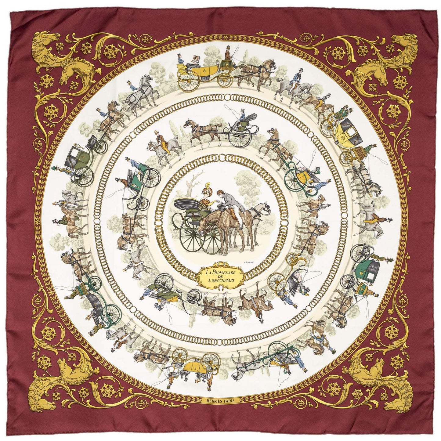 Hermes Scarf Gandhi Ivory Green Silk — view 2