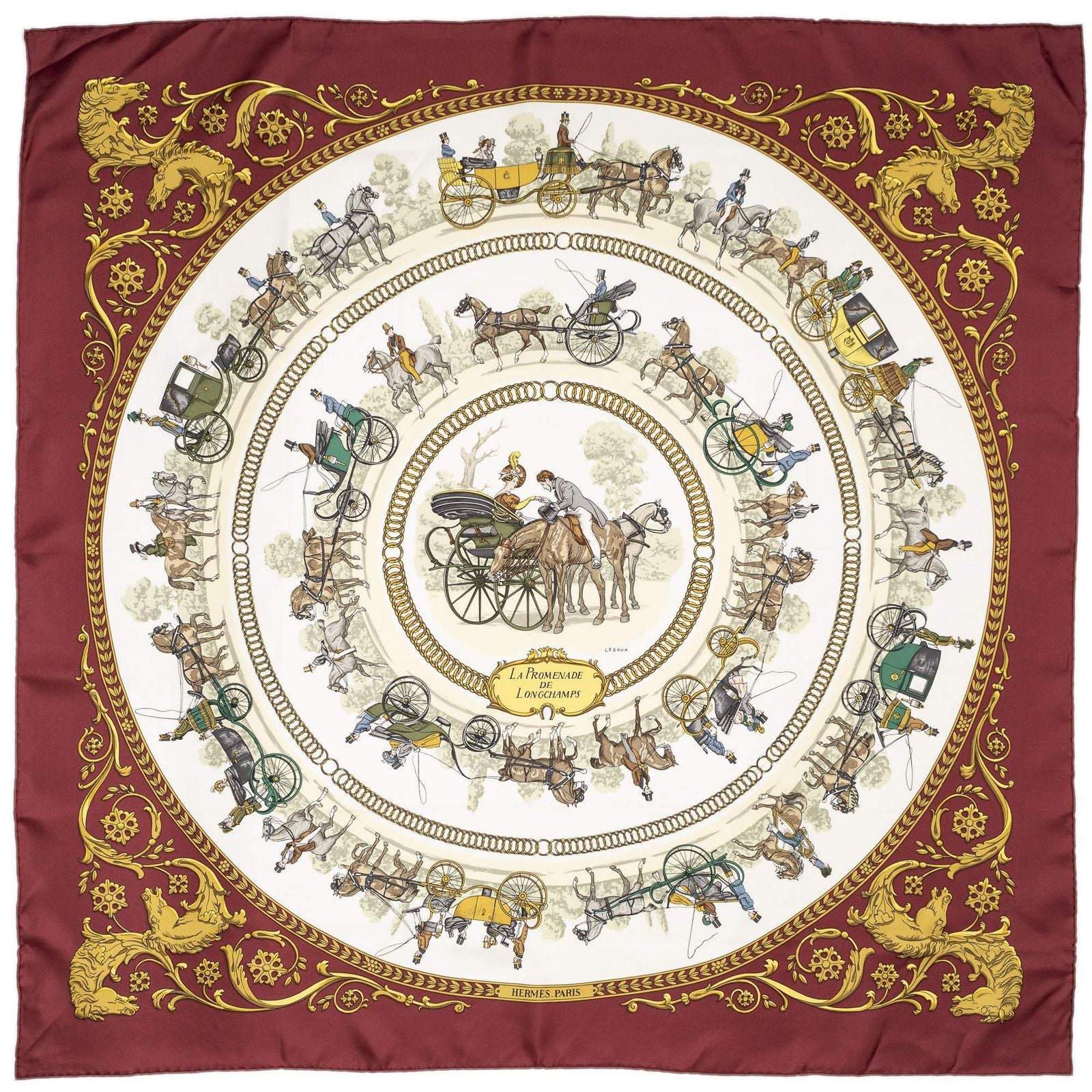 Hermes Scarf Gandhi Ivory Green Silk — view 2