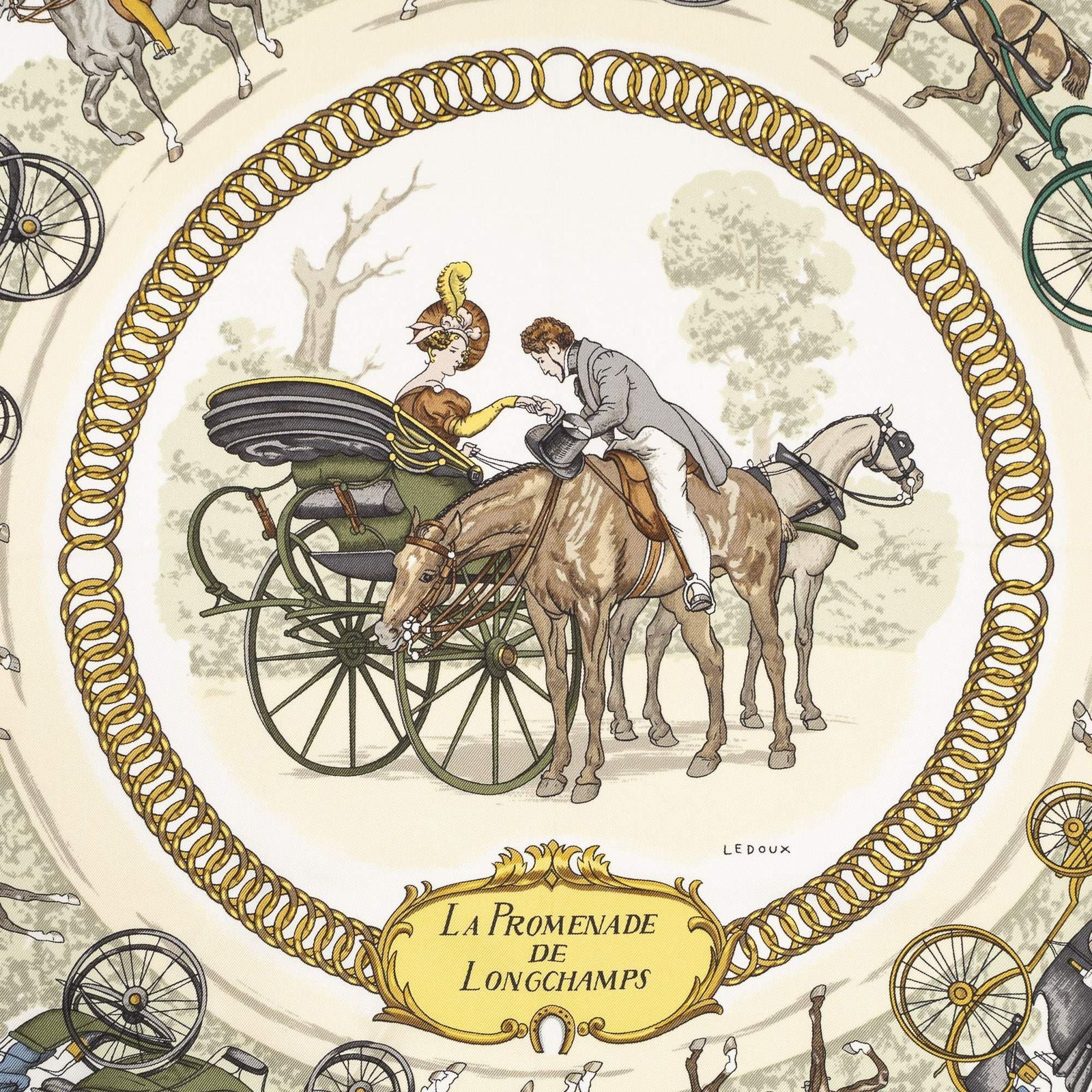 Hermes Scarf Gandhi Ivory Green Silk — view 3