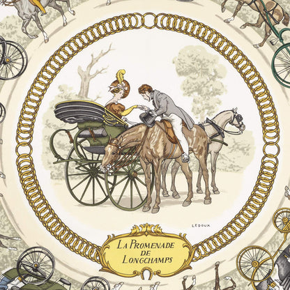 Hermes Scarf Gandhi Ivory Green Silk — view 3