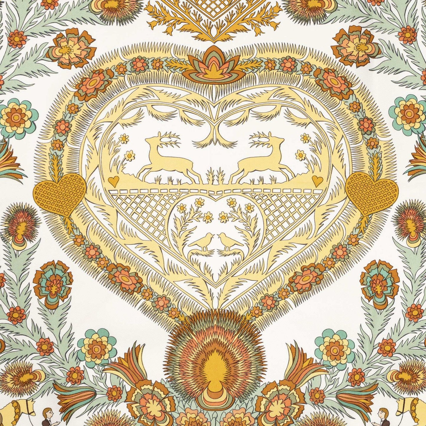 Hermes Scarf Green White Silk — view 3