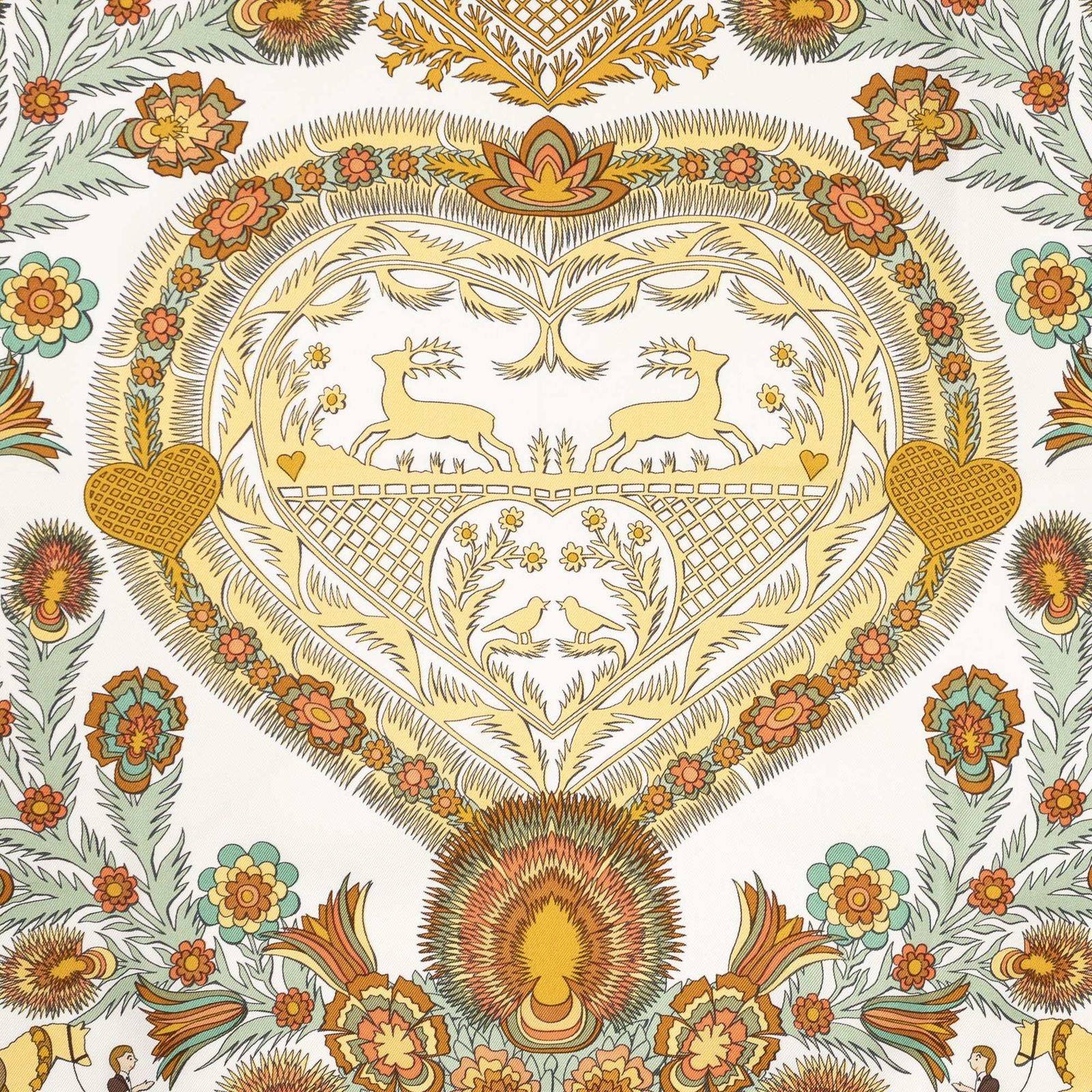 Hermes Scarf Green White Silk — view 3