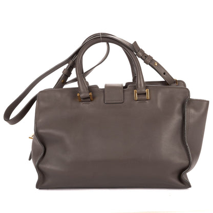 Saint Laurent Small Cabas Chyc Tote Bag Gray Calfskin Leather — view 4