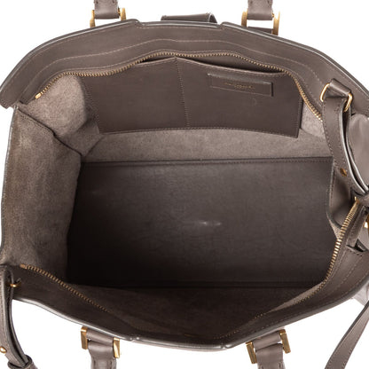 Saint Laurent Small Cabas Chyc Tote Bag Gray Calfskin Leather — view 8