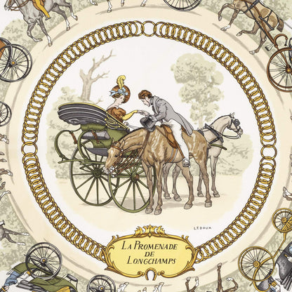 Hermes Scarf Light Pink Gold Green Silk — view 3