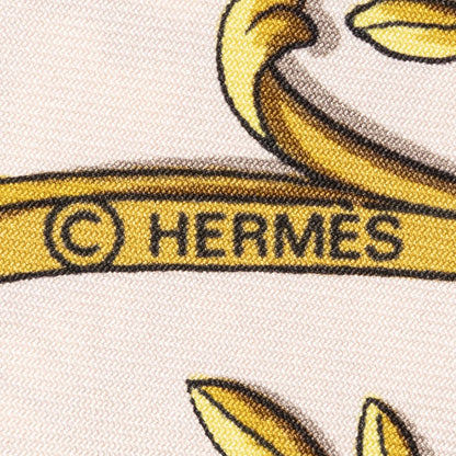 Hermes Scarf Light Pink Gold Green Silk — view 4