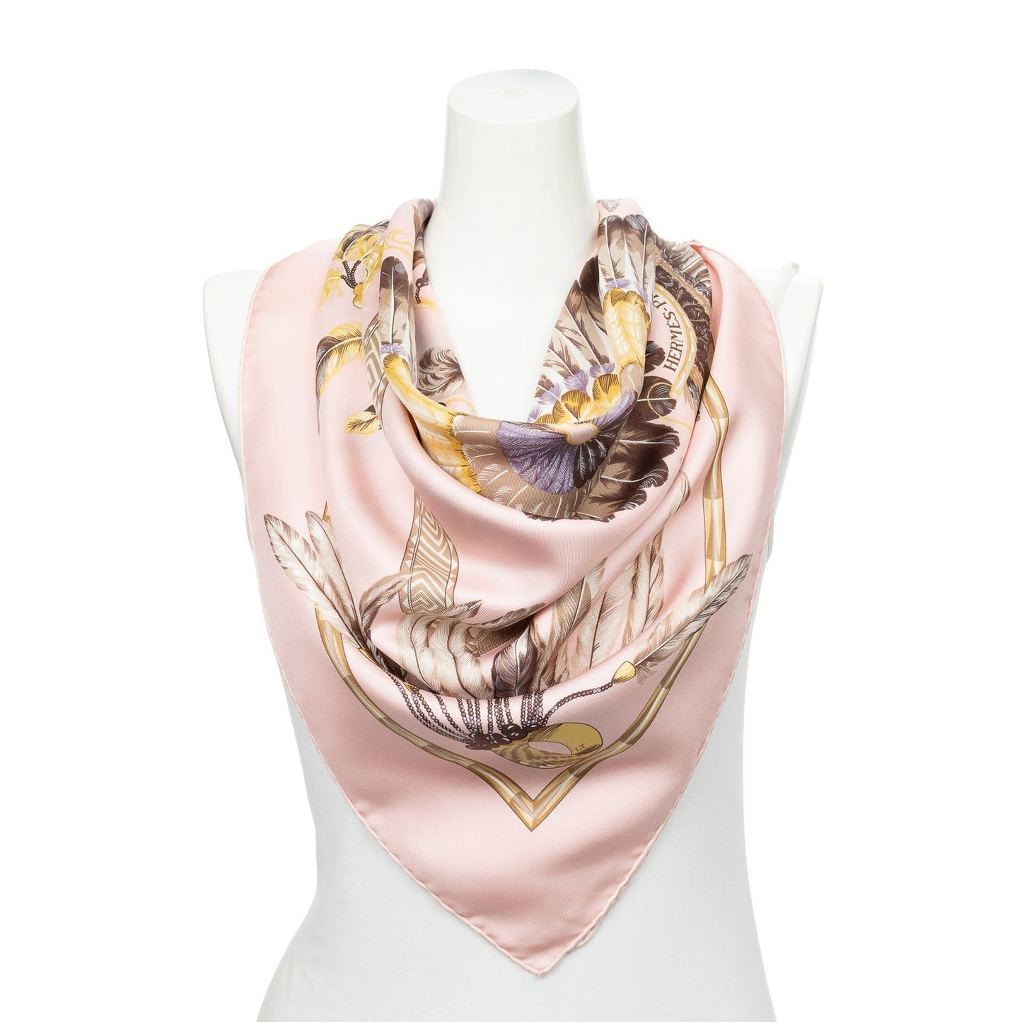 Hermes Scarf Light Pink Lilac Yellow Silk