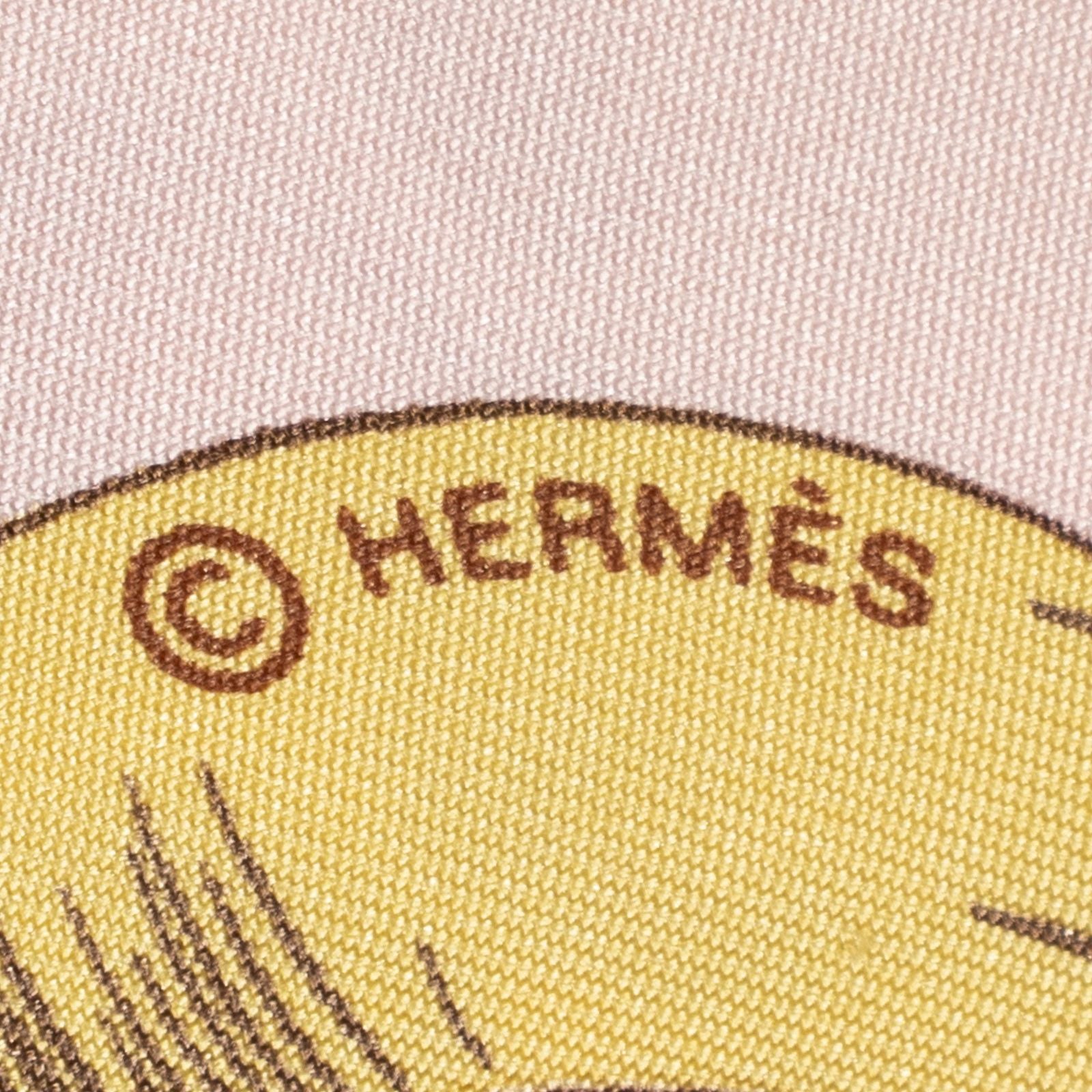 Hermes Scarf Light Pink Lilac Yellow Silk — view 4