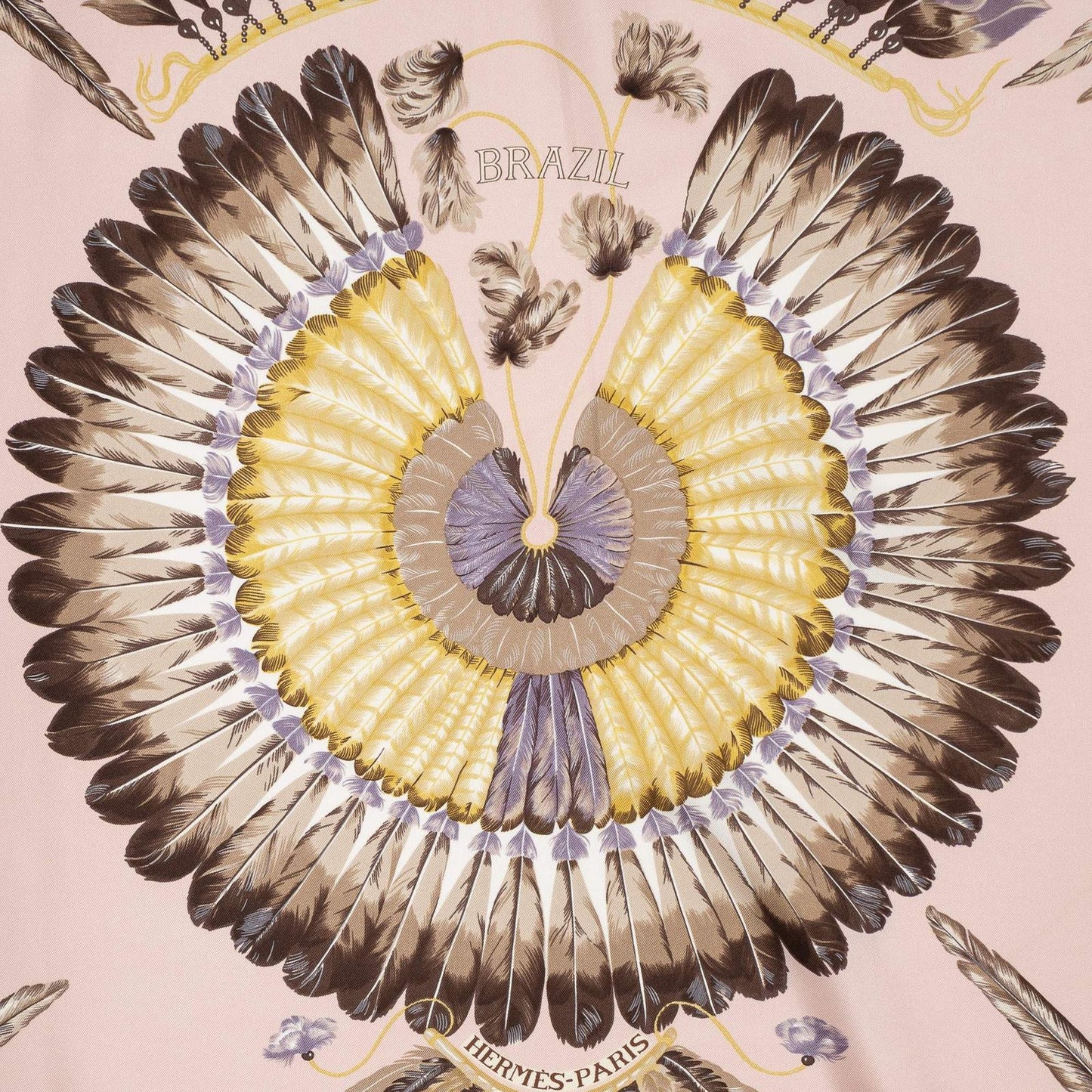 Hermes Scarf Light Pink Lilac Yellow Silk — view 3